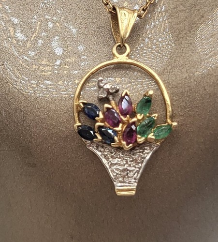 Vintage genuine 14k - yg, basket