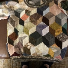 Handknitted Kaffe Fassett's Tumbling Block Design In Natural  Colours 16 - 18