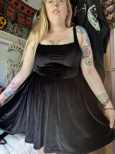 Black velvet dress - velvet, corset