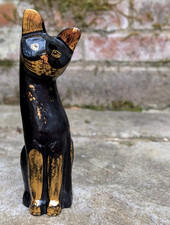 Vintage Hand Carved Tall Black