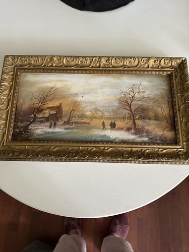 Antique oil painting gilt - painting, in
