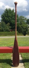 GREAT OLD WOODEN PADDLE 60" Long DARK PATINA w/ Crackling Finish Oars Boat CANOE