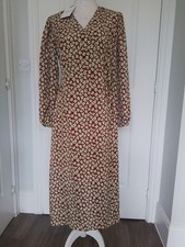 Glamourous Petite Red Ditsy Print  Long-sleeved Wrap Over  Midi Dress