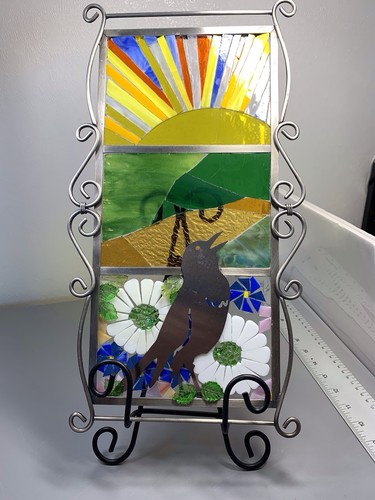 Glazed art glass panel hand - glass,