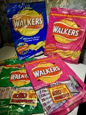 2001/02 RARE Set of 4 Walkers Crisp Packets – Vintage Retro Snack Wrappers