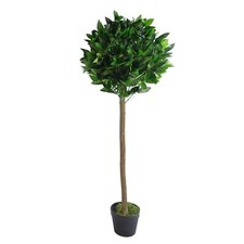 Artificial Bay Laurel Topiary Ball Tree 120cm 4ft Real Wood Trunk Realistic