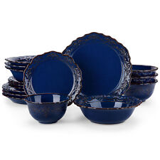 MALACASA 16-Piece Blue / White