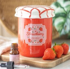 Strawberry Jam Jar Oil Burner Wax Melt Warmer Ornament Summer Decor Garden Gifts