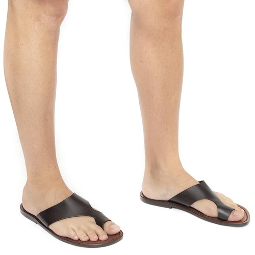 Brown leather thong - , sandals