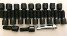 20 X BLACK TUNER + KEY 53mm LONG 28mm M12X1.5 THREAD WHEEL BOLTS MERCEDES 66.6 