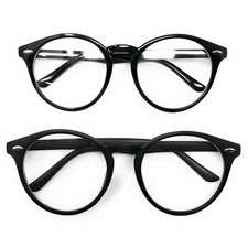 Round Lens Clear Glasses Circle Novelty Womens Ladies Black Matte Mens Vintage