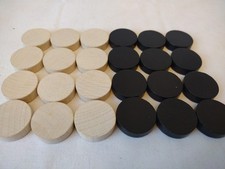 Set of Wooden Backgammon Pieces 25mm x 7mm - White / Black - England