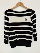Ralph Lauren Black & White Striped Sweater (Size S) Anchor Nautical Breton