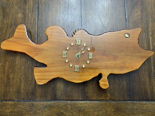 Wood fish shaped clock - clock, by