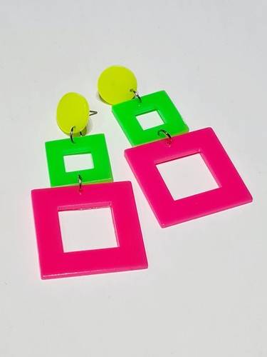 Neon geometric earrings|