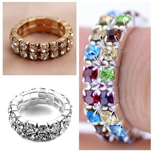 Rows crystal stretch ring - crystal,