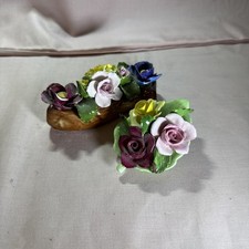Denton China Roses on a Log & Roses on a Leaf 