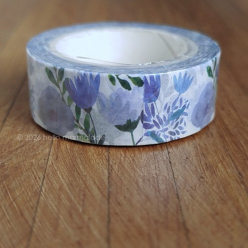 Blue green floral washi - ,