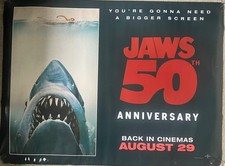 JAWS 50th Anniversary Original UK Quad Cinema Poster Rare