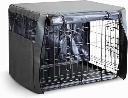 Grey pvc dog crate - crate/cage, cover