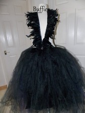 Long Black Purple Tulle Tutu Feather Dress Net Vixen Gothic wedding size 6-22