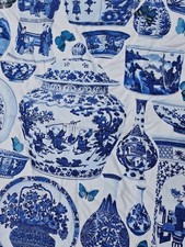 Manuel Canovas 'Jardin Bleu' 100% Cotton Remnant Fabric