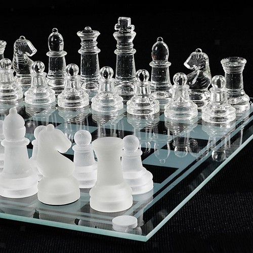 Glass chess set traditional - glass,