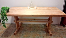 Antique Pine Scrubbed Farmhouse Kitchen Table Refectory Style