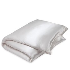 GINGERLILY SILK SOLID KING DUVET COVER WHITE SILK LUXURY