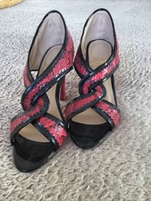 Louis Vuitton Women's Shoes 37 (fits my Size 5) Red And Black Snakeskin Pattern