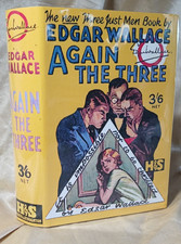 Edgar Wallace "Again The Three Just Men" 1928 First / 1st Edition Hardback w/FDJ