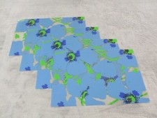 Plastic Placemats Blue Green Floral Vinyl Set of 4 Andy Warhol Inspired? EUC