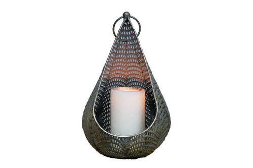 Distressed rustic metal candle - metal,
