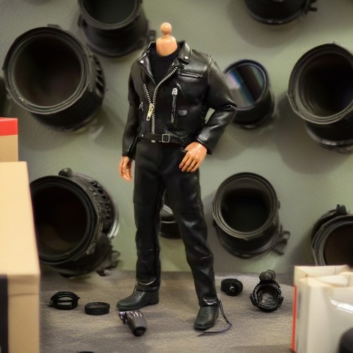 Leather biker jacket set - leather,