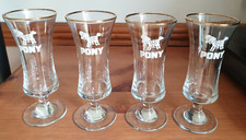 4 VINTAGE PONY BRANDED STEMMED SCHOONER GLASSES WITH GILT RIM