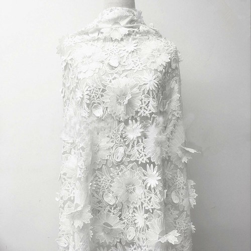 White corded bridal gown - 3d,