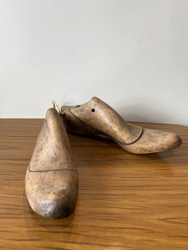 Pair antique wooden shoes - of,