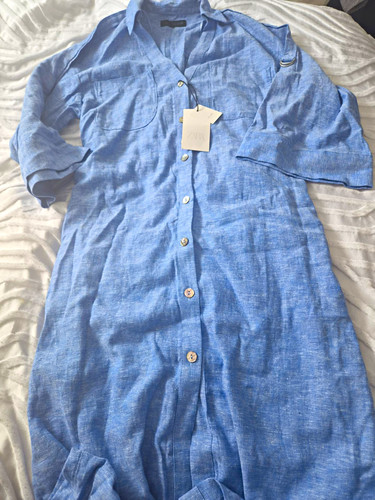 Zara blue linen collared - blue,