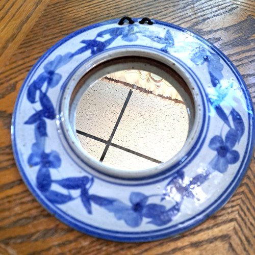 Pottery glazed blue and - pottery, gray