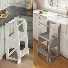 Avery Wooden Kitchen Helper Step Kids Toddler Baby Learning Tower w/ Safety Rail