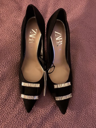 Zara black suede diamanté - black,
