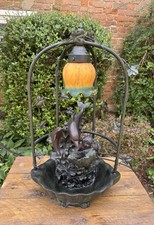 Widdop Bingham Art Nouveau Style Dolphin Fountain Lamp Tulip Shade WORKING