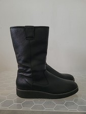 CARVELA BLACK CALF LEATHER BOOTS SIZE 7 FUR LINED BLACK