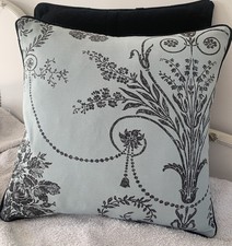 16” cushion cover in Laura Ashley Josette Duck Egg Charcoal Fabric