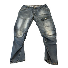 Y2K Arc Leg Mens Jeans Double Knee Cargo Blue VINTAGE Crosshatch BL W36 L32