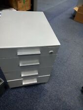 GREY STEEL OFFICE UNDER DESK PEDESTAL DRAWERS FILING 4 DRAWER 