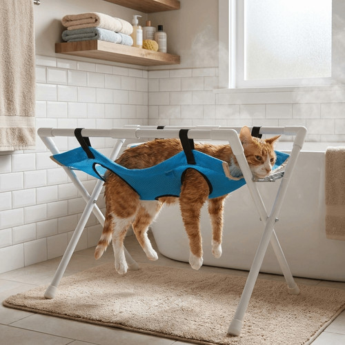 Folding cat bathing rack - folding,