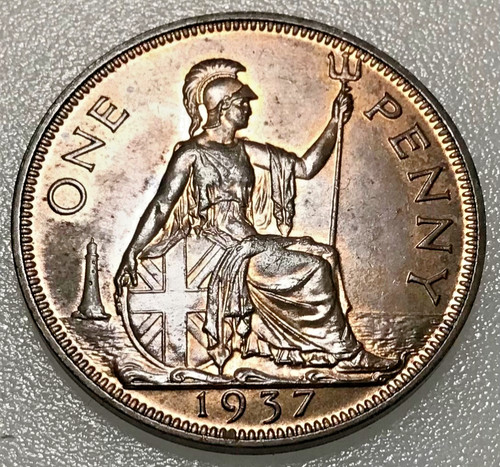 1937 george one penny - 1937,