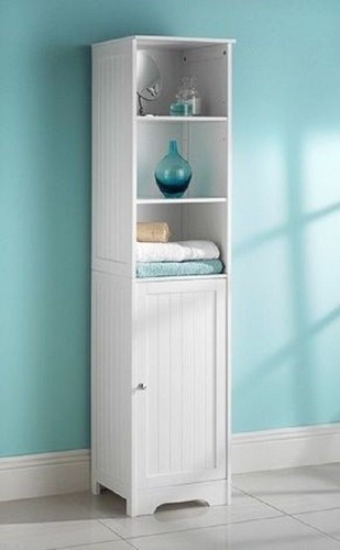 White wooden bathroom units - white,