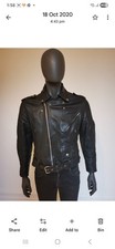 VINTAGE 70s Black Marlon Brando Style Biker,Rocker, Punk Leather Jacket 